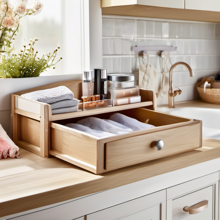 Cozy Haven open shelf lifestyle image for Cozy Haven Vanity Stackable Drawer Organizer Set