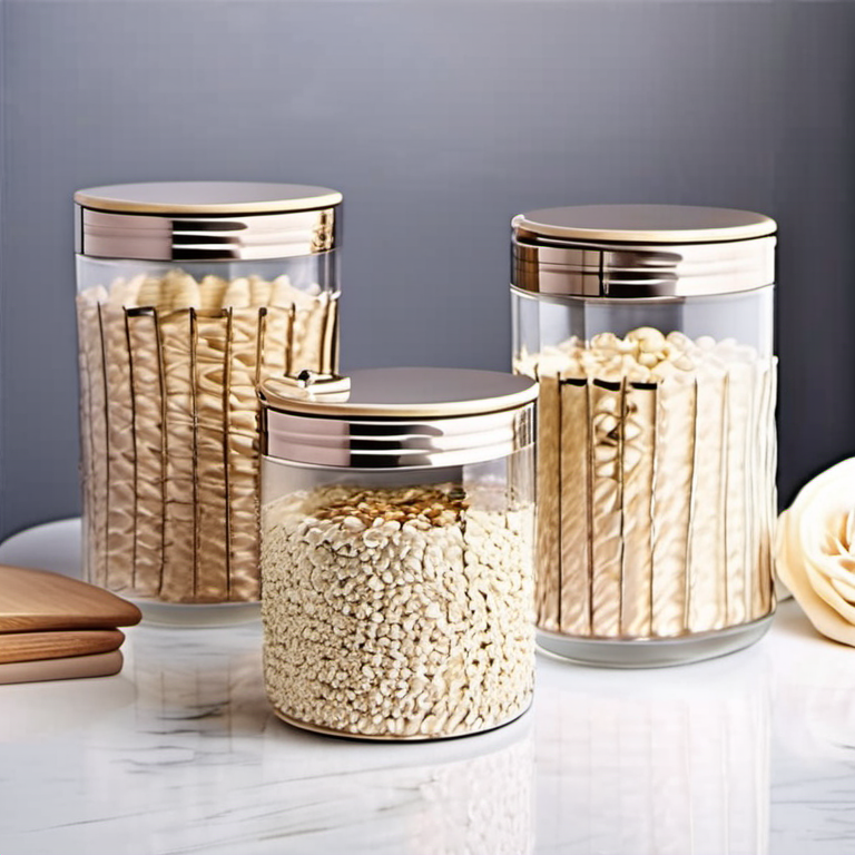 Cozy Haven shelf detail lifestyle image for Cozy Haven Ribbed Glass Bathroom Countertop Canister Set