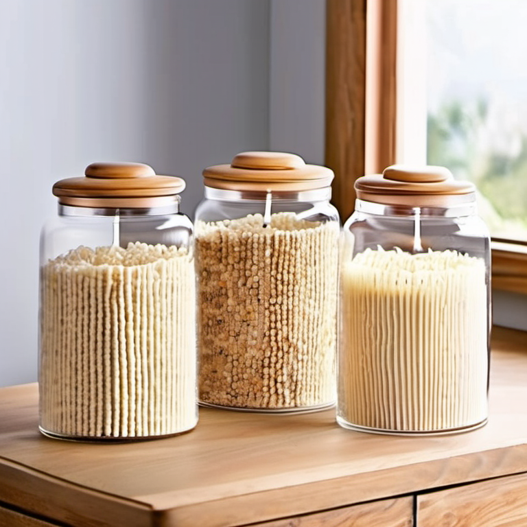 Cozy Haven spa corner lifestyle image for Cozy Haven Ribbed Glass Bathroom Countertop Canister Set