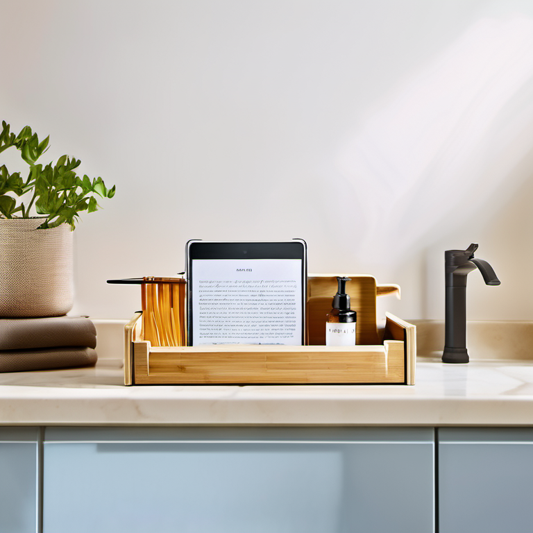 Cozy Haven countertop prep lifestyle image for Cozy Haven Bamboo Kitchen Sink Caddy