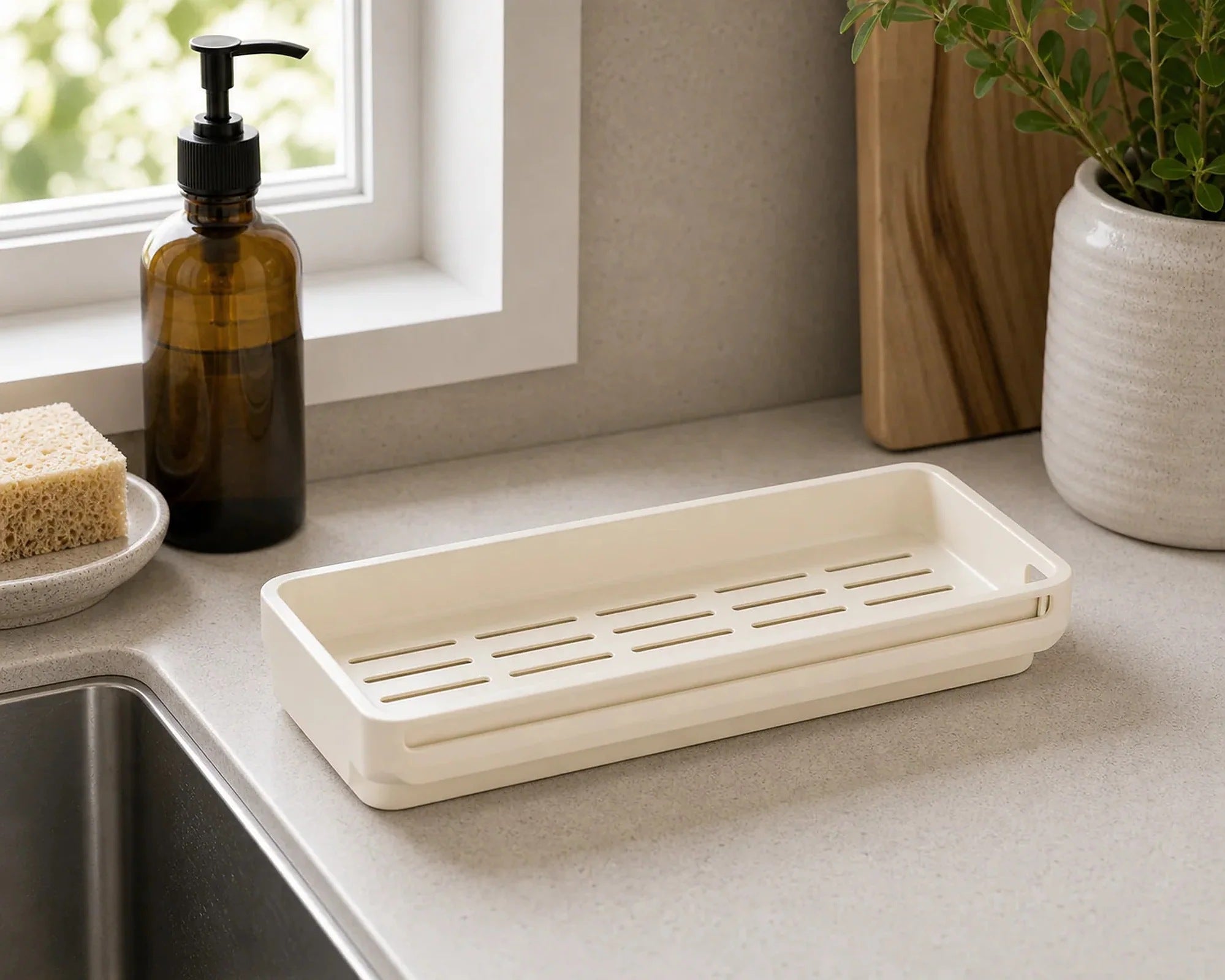 Cozy Haven Rustproof Kitchen Sink Caddy styled kitchen view 2 for Cream