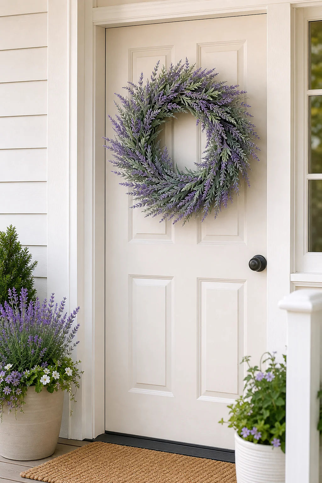 Cozy Haven Lavender Spring Door Wreath lifestyle image 2