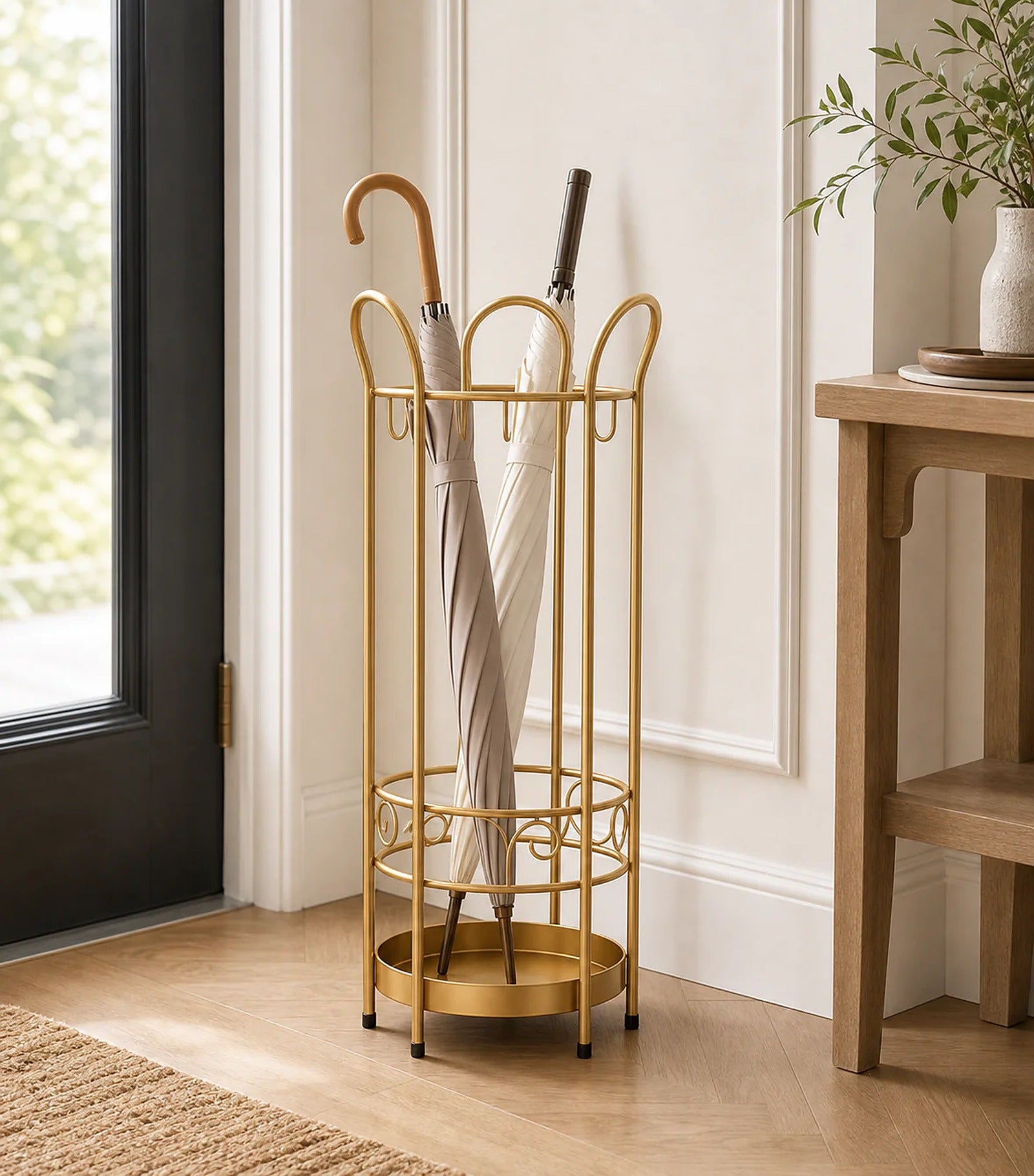 Cozy Haven Round Umbrella Stand styled home view 1