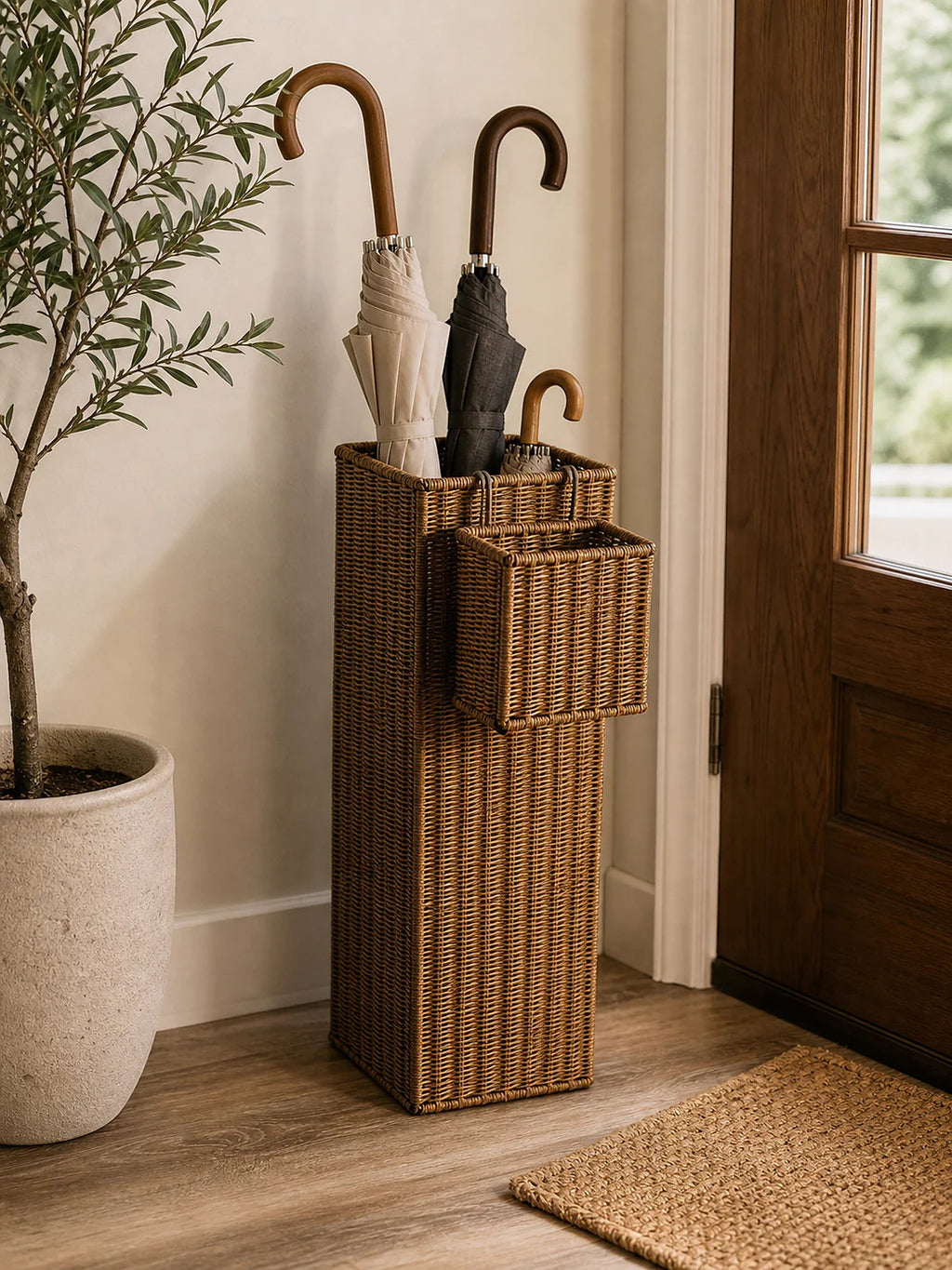 Cozy Haven Rattan Umbrella Stand lifestyle image 1