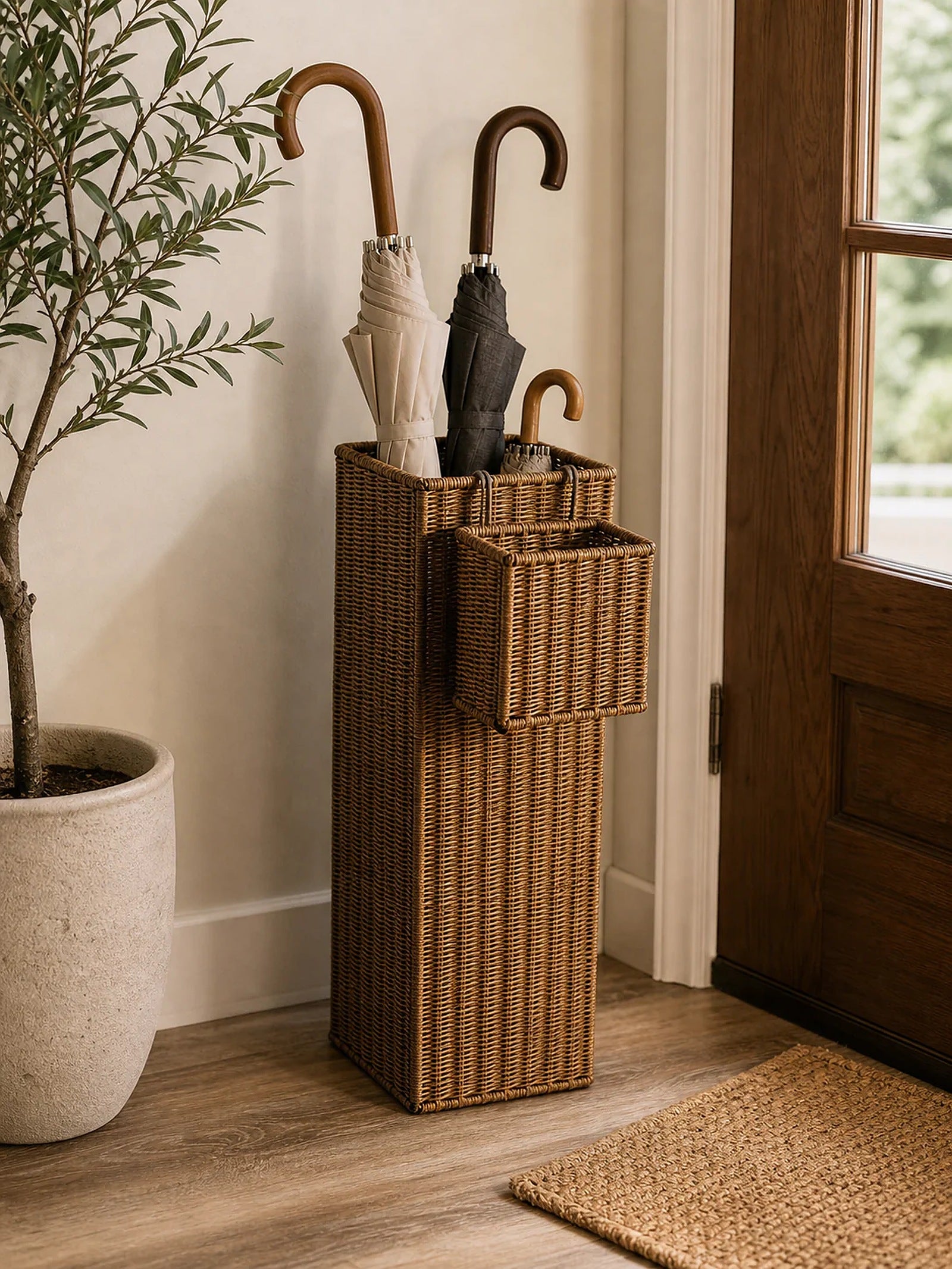 Cozy Haven Rattan Umbrella Stand lifestyle image 1