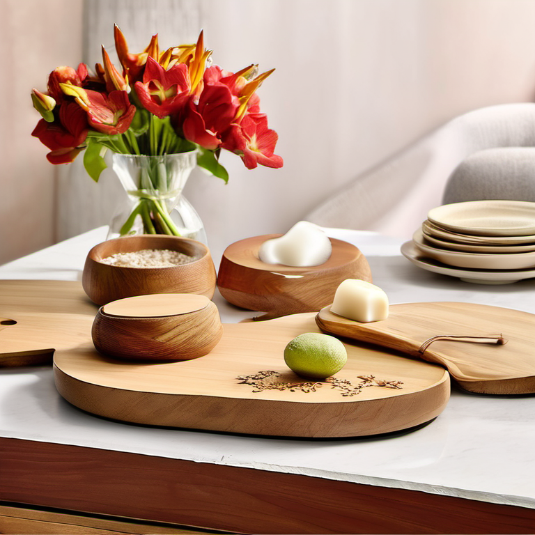 Cozy Haven surface vignette lifestyle image for Cozy Haven Nested Serving Board Set