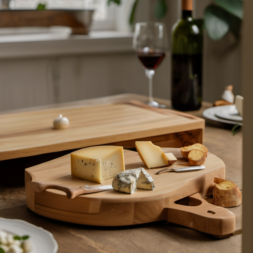 Cozy Haven branded lifestyle image for Cozy Haven Cheese Serving Board Set