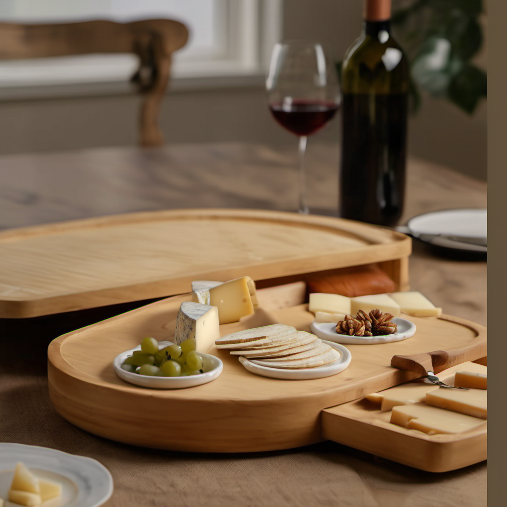 Cozy Haven branded lifestyle image for Cozy Haven Cheese Serving Board Set