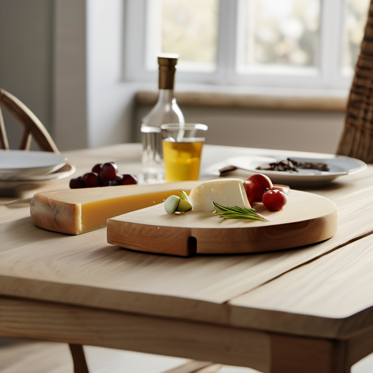 Cozy Haven surface vignette lifestyle image for Cozy Haven Cheese Serving Board Set