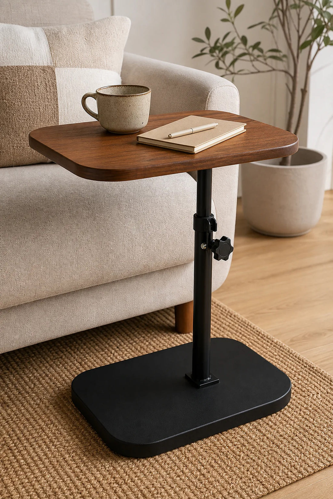 Cozy Haven Adjustable Height Wood-Look Side Table