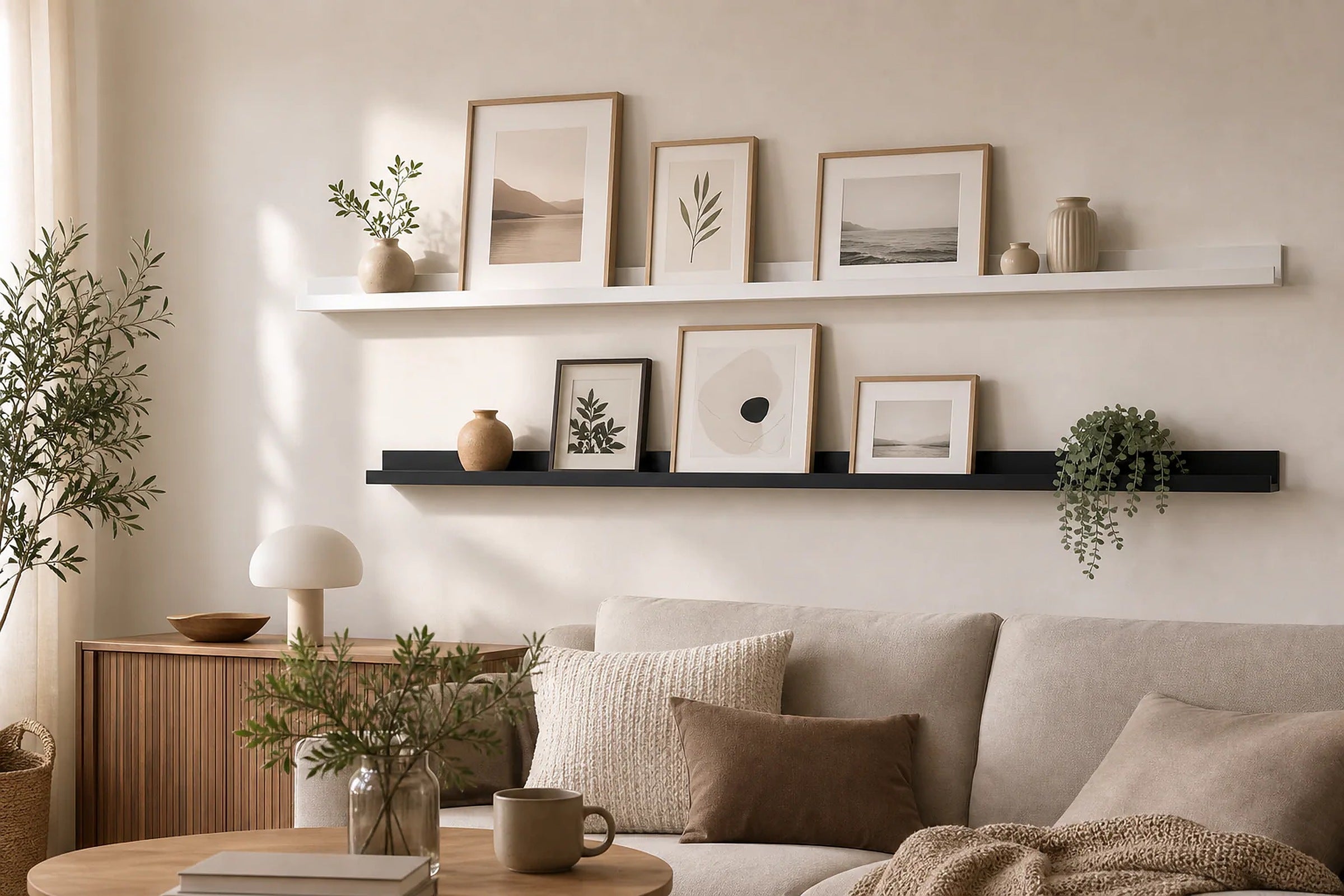 Cozy Haven Slim Metal Floating Picture Ledge lifestyle image 1