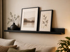 Cozy Haven Slim Metal Floating Picture Ledge in black finish