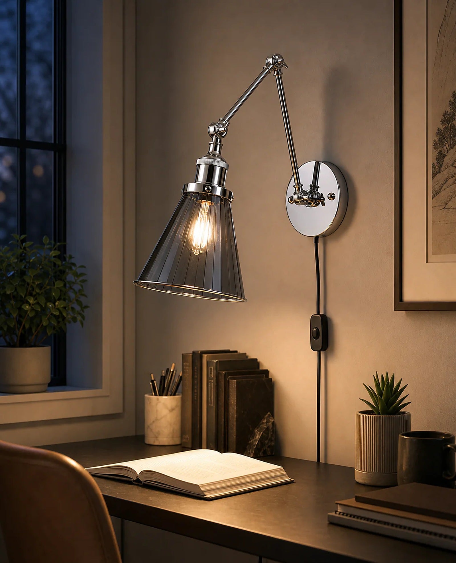 Cozy Haven Swing-Arm Plug In Wall Sconce lifestyle image 5