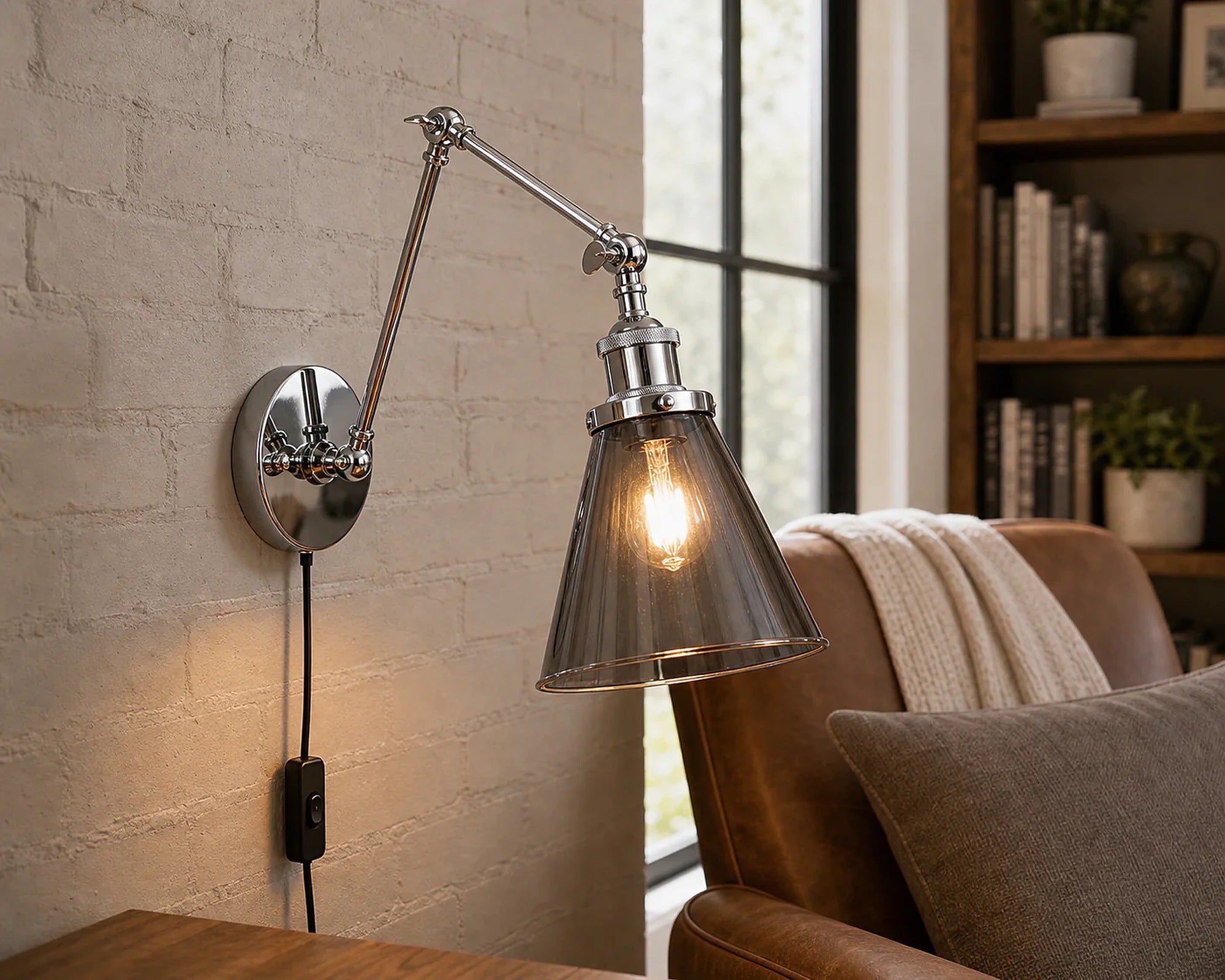 Cozy Haven Swing-Arm Plug In Wall Sconce lifestyle image 6