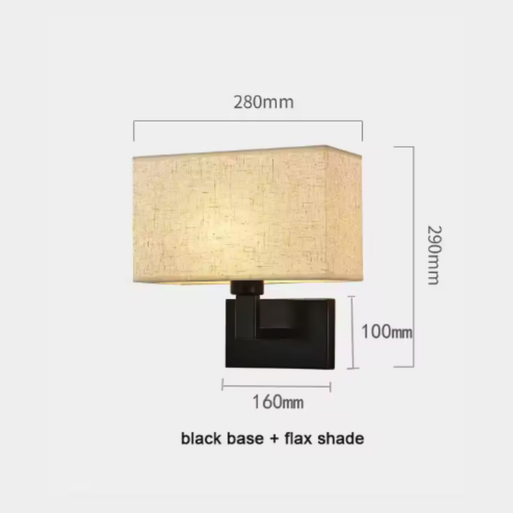 Cozy Haven Fabric Shade Plug-In Wall Sconce - Black / Flax / Standard