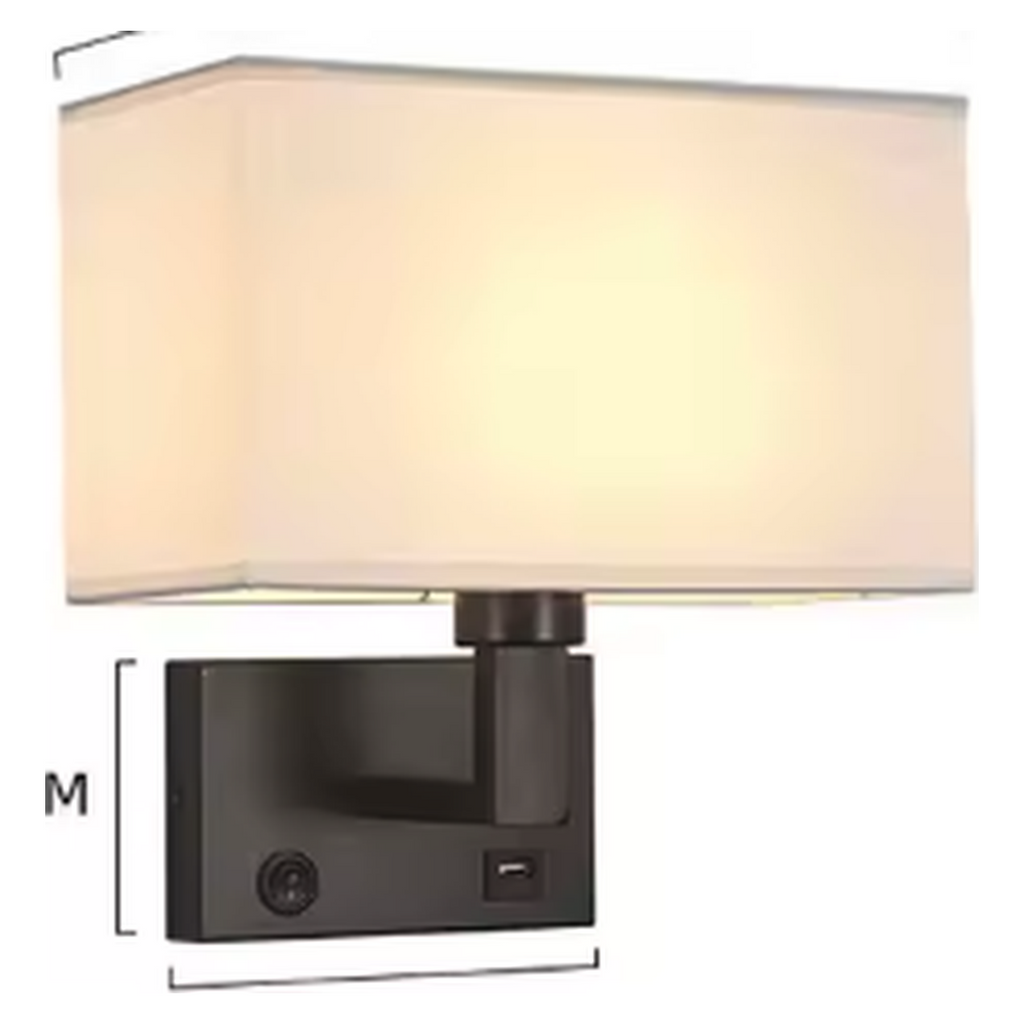 Cozy Haven Fabric Shade Plug-In Wall Sconce - Black / White / USB