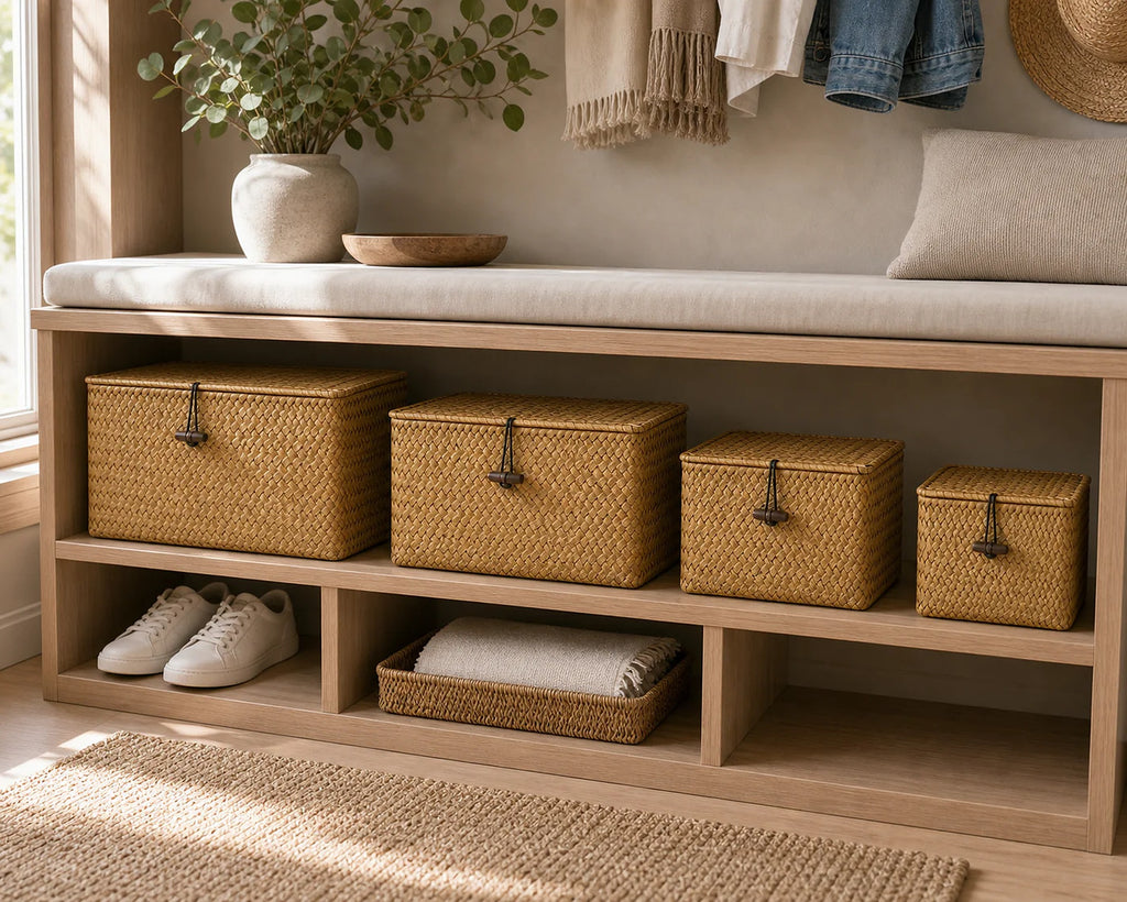 Cozy Haven 4-Piece Lidded Seagrass Storage Basket Set lifestyle image 2