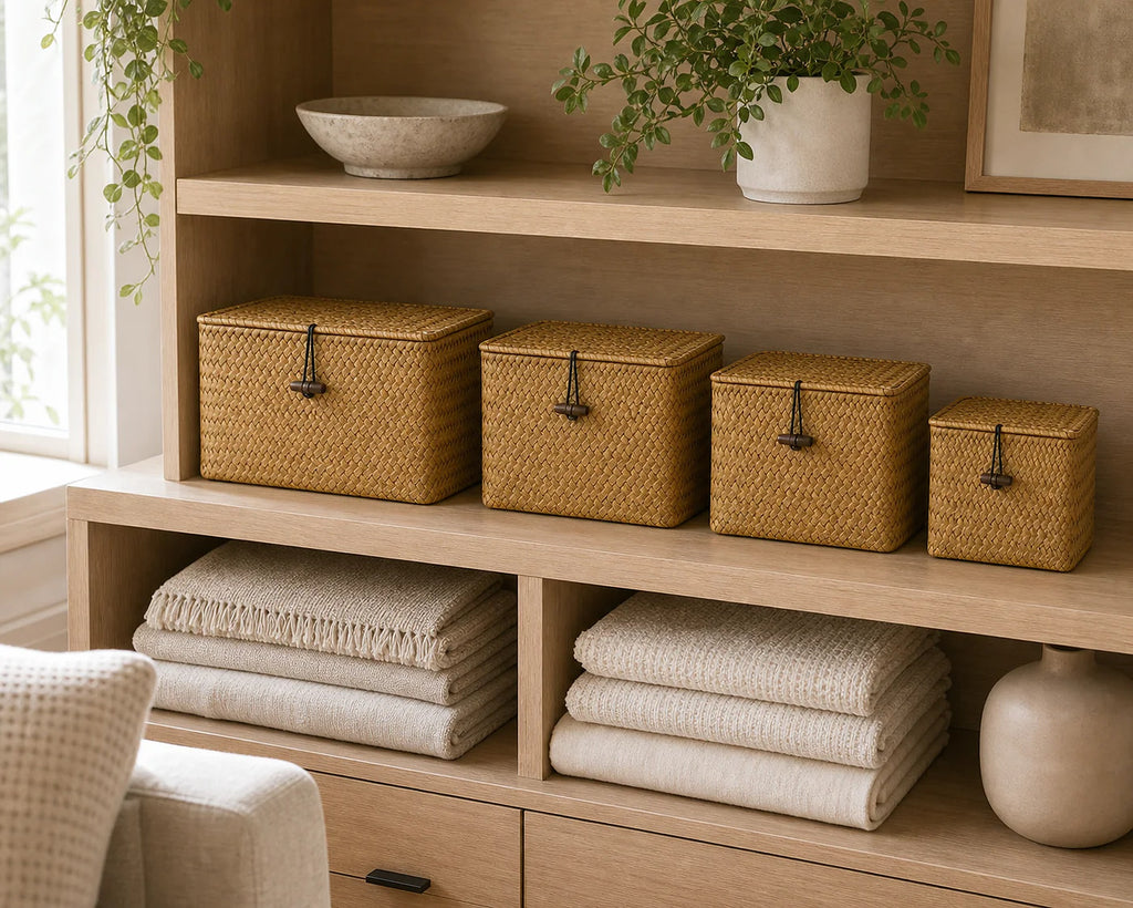 Cozy Haven 4-Piece Lidded Seagrass Storage Basket Set lifestyle image 3