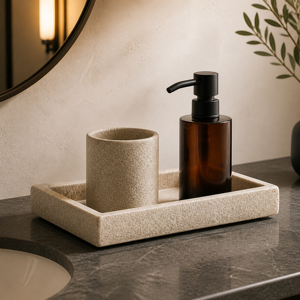 Cozy Haven Stone-Look Soap Dispenser Tray Set - product view 4