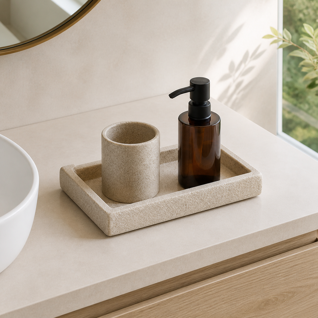 Cozy Haven Stone-Look Soap Dispenser Tray Set - product view 5