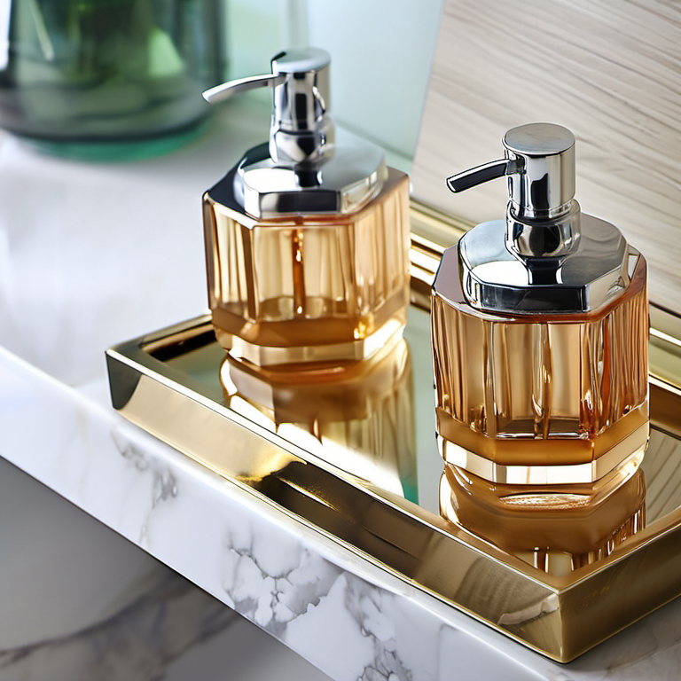 Cozy Haven lifestyle image for Cozy Haven Amber Soap Dispenser Set