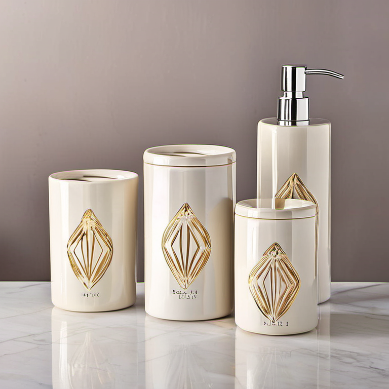 Cozy Haven countertop close lifestyle image for Cozy Haven Ceramic Bathroom Countertop Canister Set