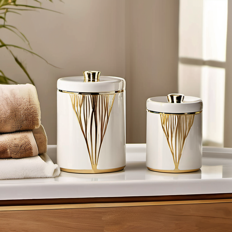 Cozy Haven spa corner lifestyle image for Cozy Haven Ceramic Bathroom Countertop Canister Set