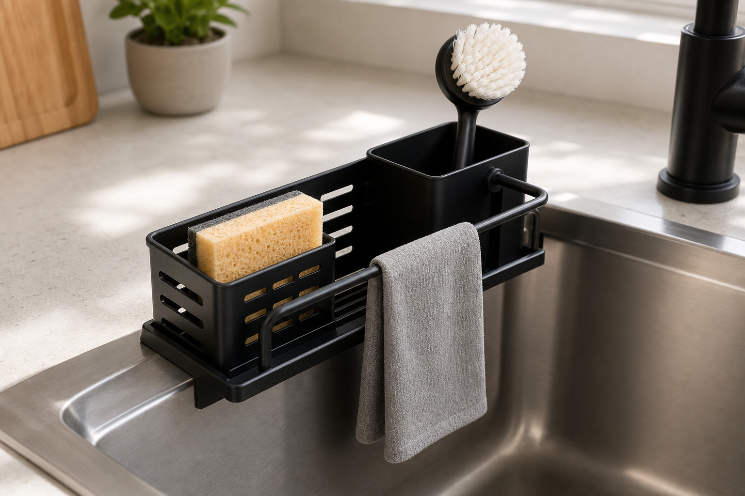 Cozy Haven stainless kitchen sink caddy - Black