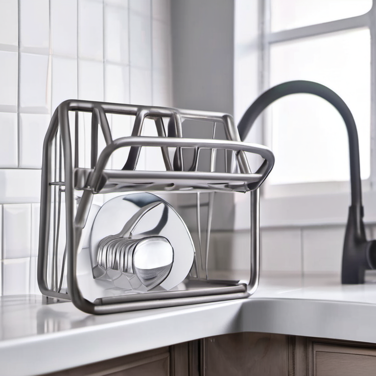 Cozy Haven open shelf lifestyle image for Cozy Haven Stainless Kitchen Sink Caddy