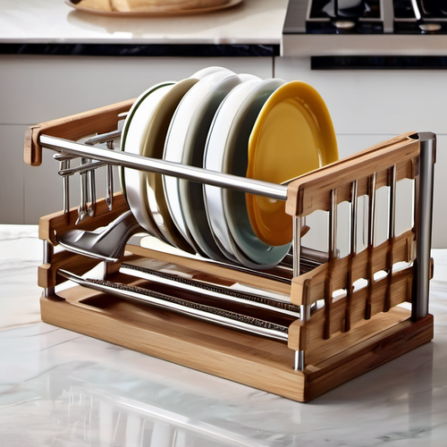Cozy Haven installed context lifestyle image for Cozy Haven 2-Tier Bamboo Dish Drying Rack