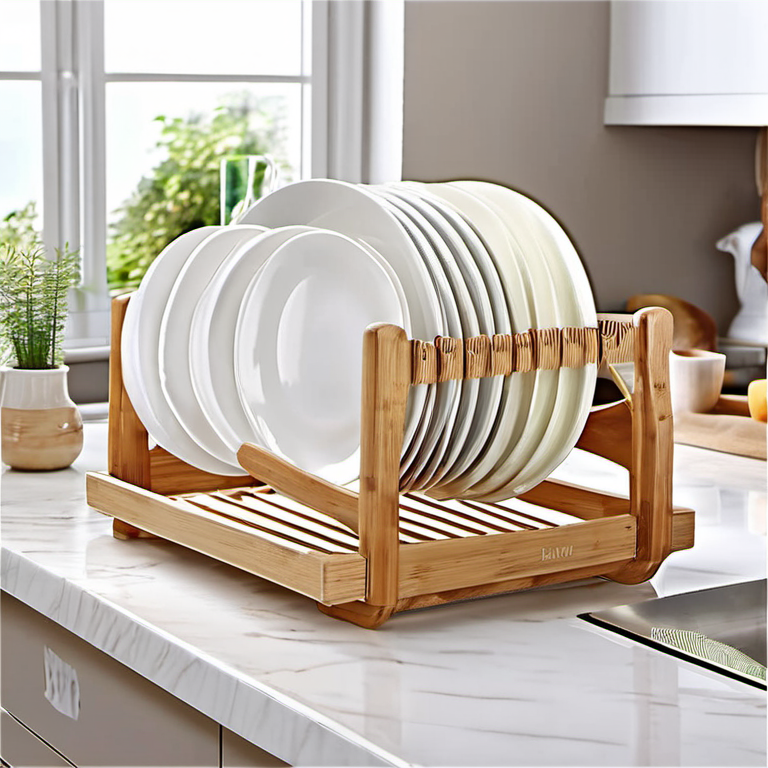 Cozy Haven installed context lifestyle image for Cozy Haven Minimal Bamboo Dish Drying Rack