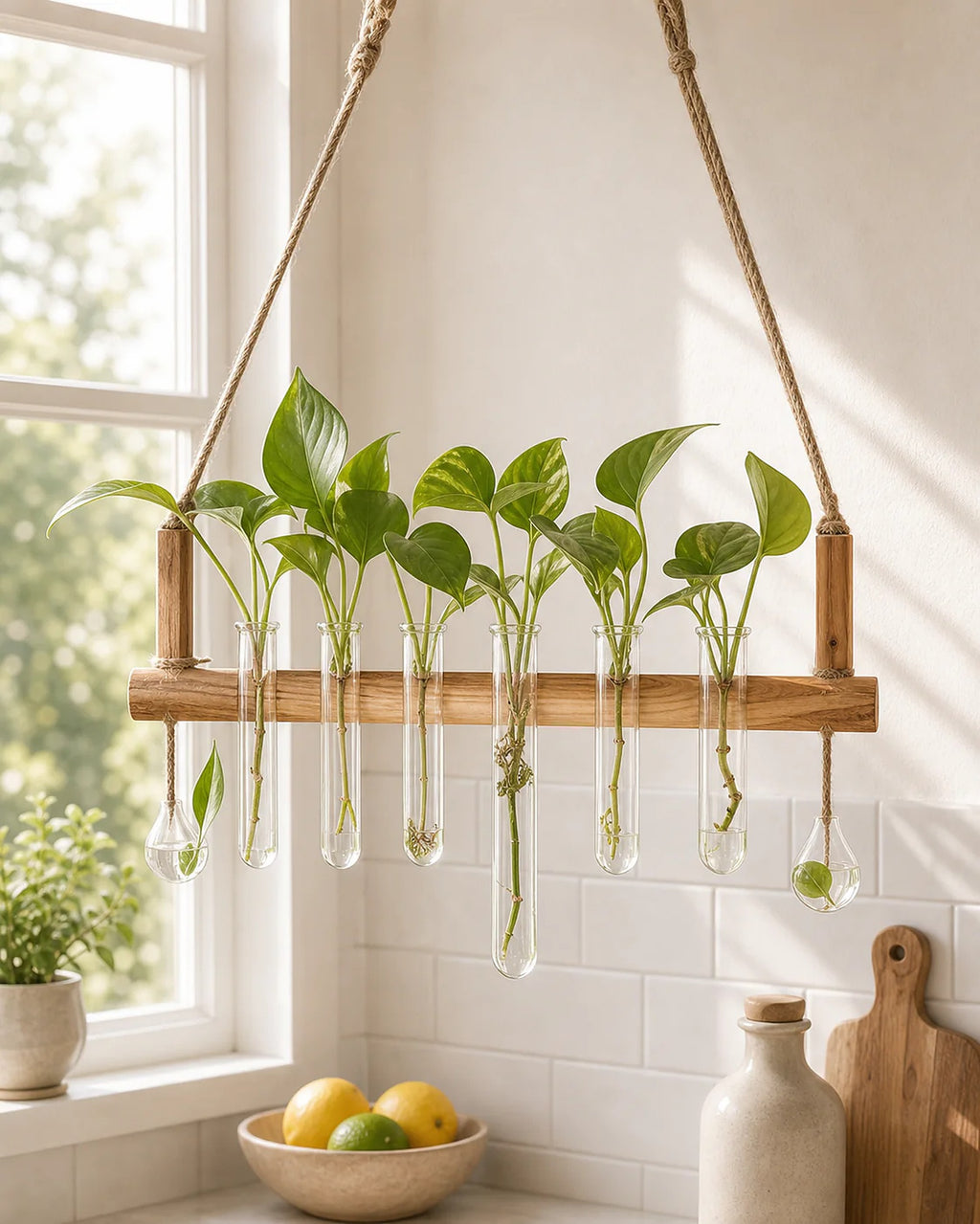 Cozy Haven Glass Tube Hanging Plant Propagation Station lifestyle image 7