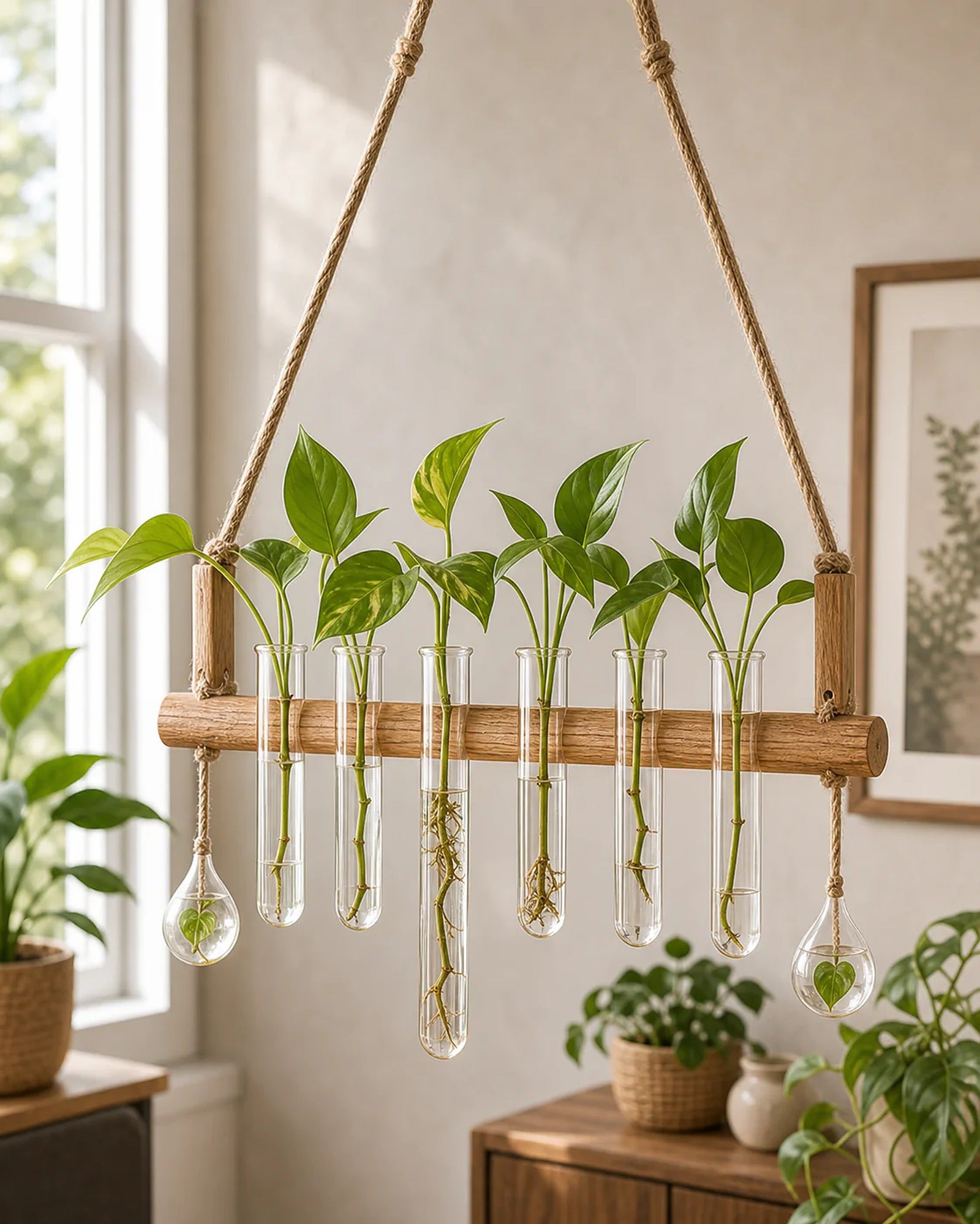 Cozy Haven Glass Tube Hanging Plant Propagation Station lifestyle image 8