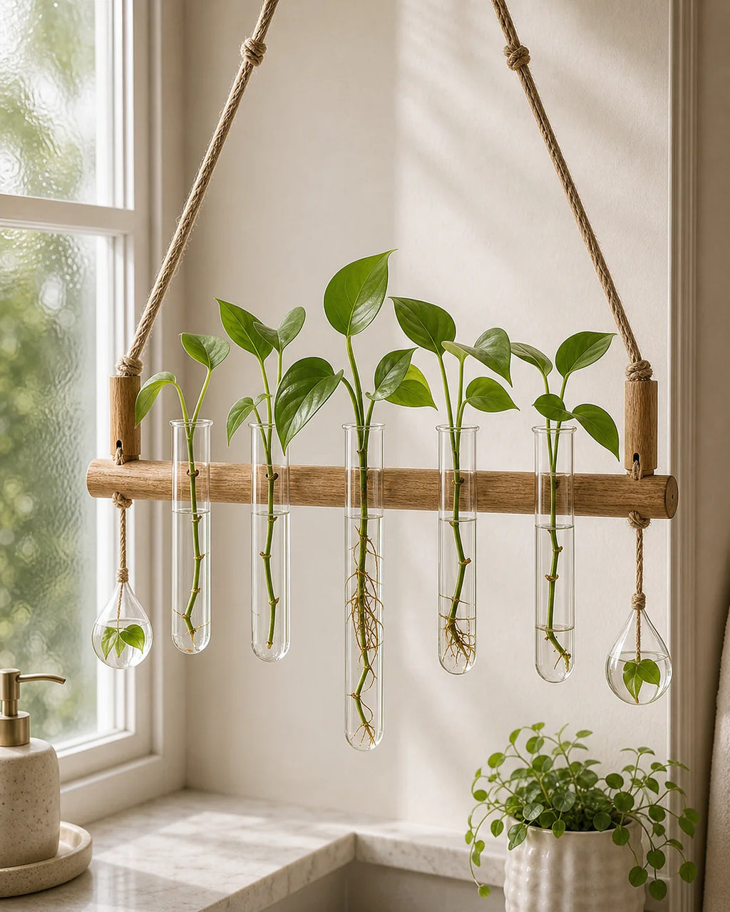 Cozy Haven Glass Tube Hanging Plant Propagation Station lifestyle image 9