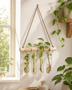 Cozy Haven Glass Tube Hanging Plant Propagation Station styled home view 1 for Light Wood Single Row
