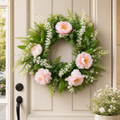 Cozy Haven Pink Eucalyptus Spring Door Wreath lifestyle image 1 for Pink Eucalyptus Wreath