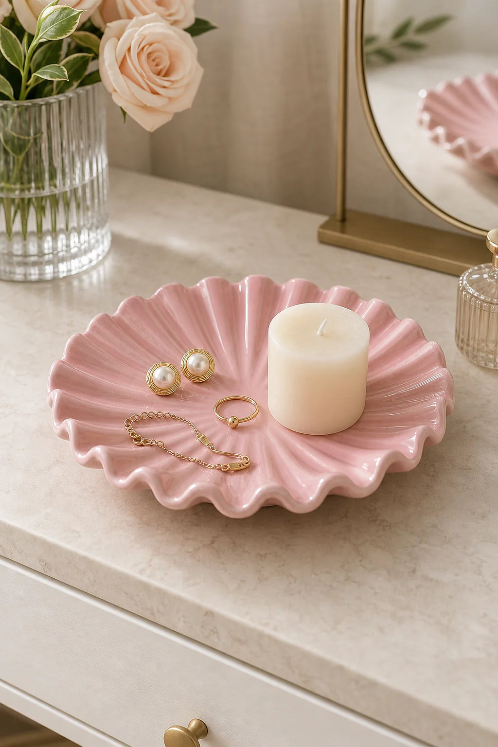 Cozy Haven Scalloped Decorative Tray lifestyle image 1