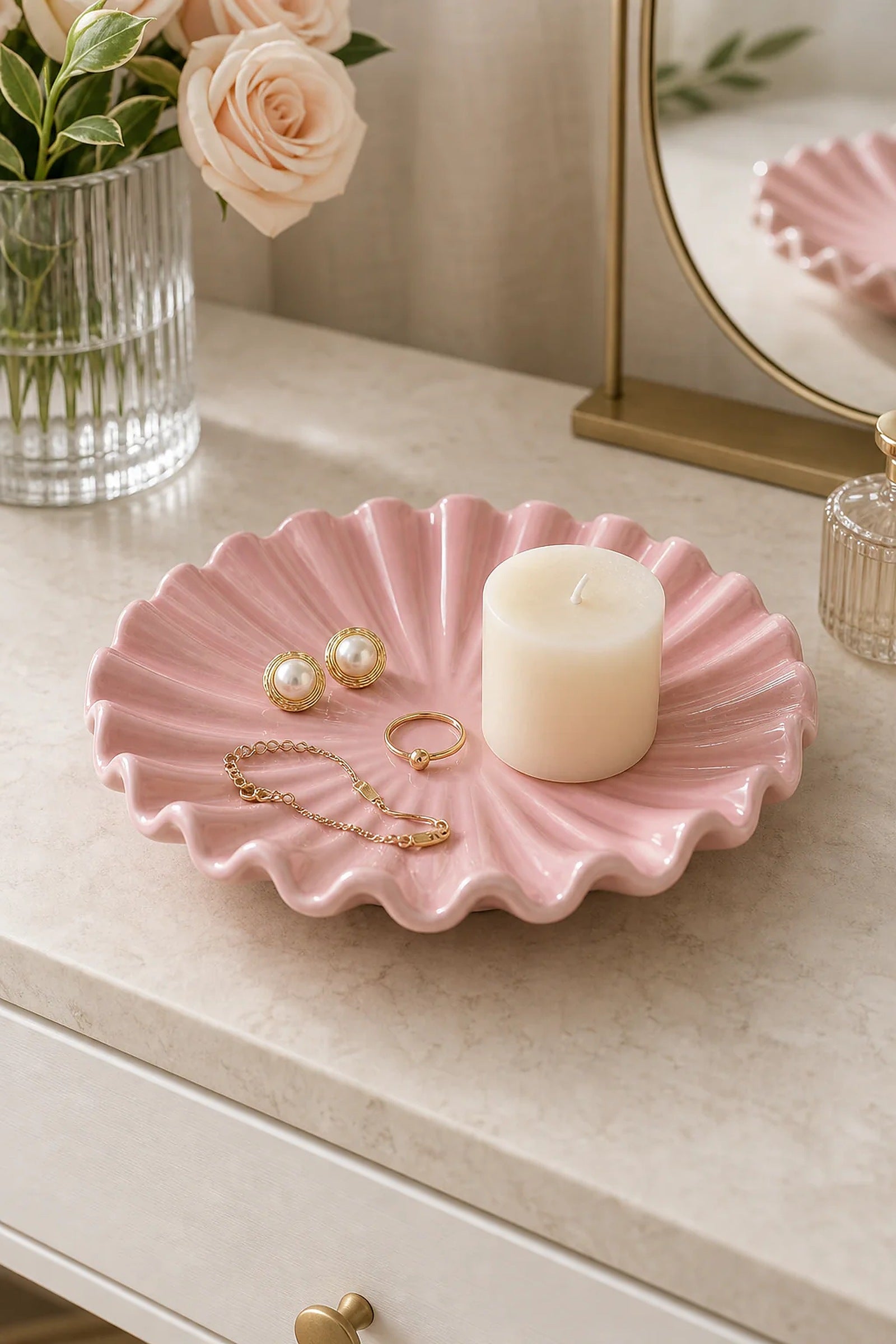 Cozy Haven Scalloped Decorative Tray lifestyle image 1