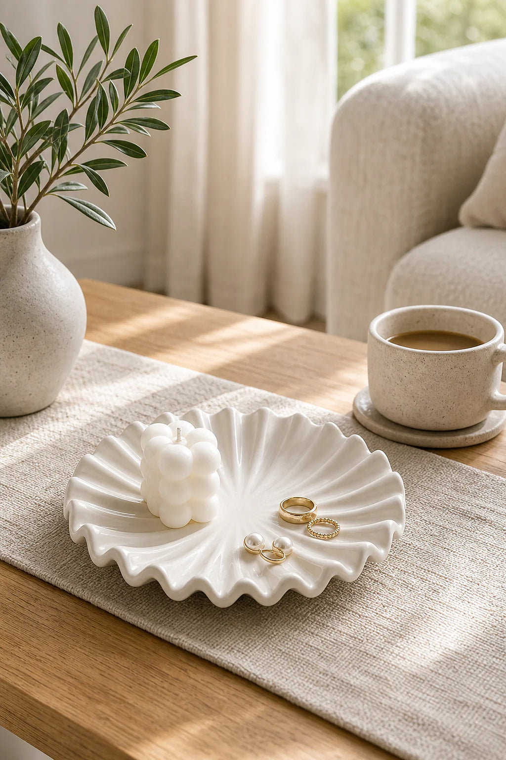 Cozy Haven Scalloped Decorative Tray lifestyle image 3