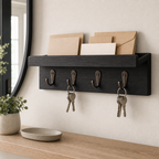 Cozy Haven 4-Hook Wood Wall Mail and Key Organizer - 4 - compact 4-hook entryway organizer