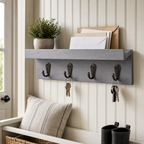 Cozy Haven 4-Hook Wood Wall Mail and Key Organizer - 2 - compact 4-hook entryway organizer