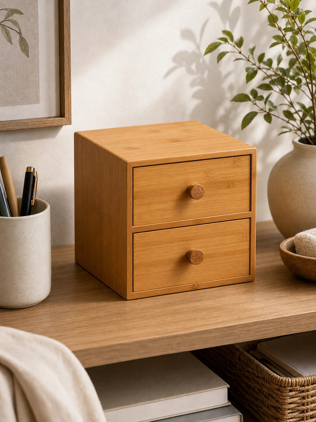 Cozy Haven Bamboo Desktop Drawer Organizer lifestyle image 3