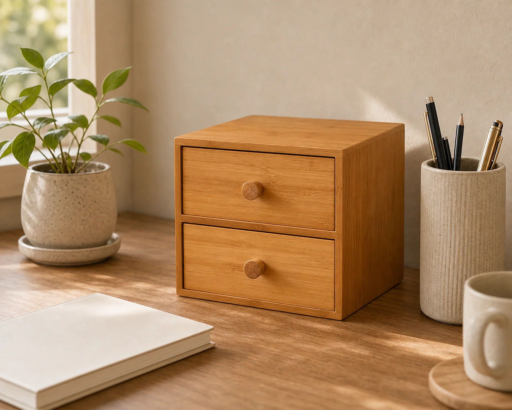 Cozy Haven Bamboo Desktop Drawer Organizer lifestyle image 4