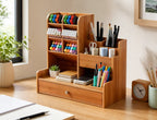 Cozy Haven Wooden Desktop Organizer with Drawer organized storage view 1