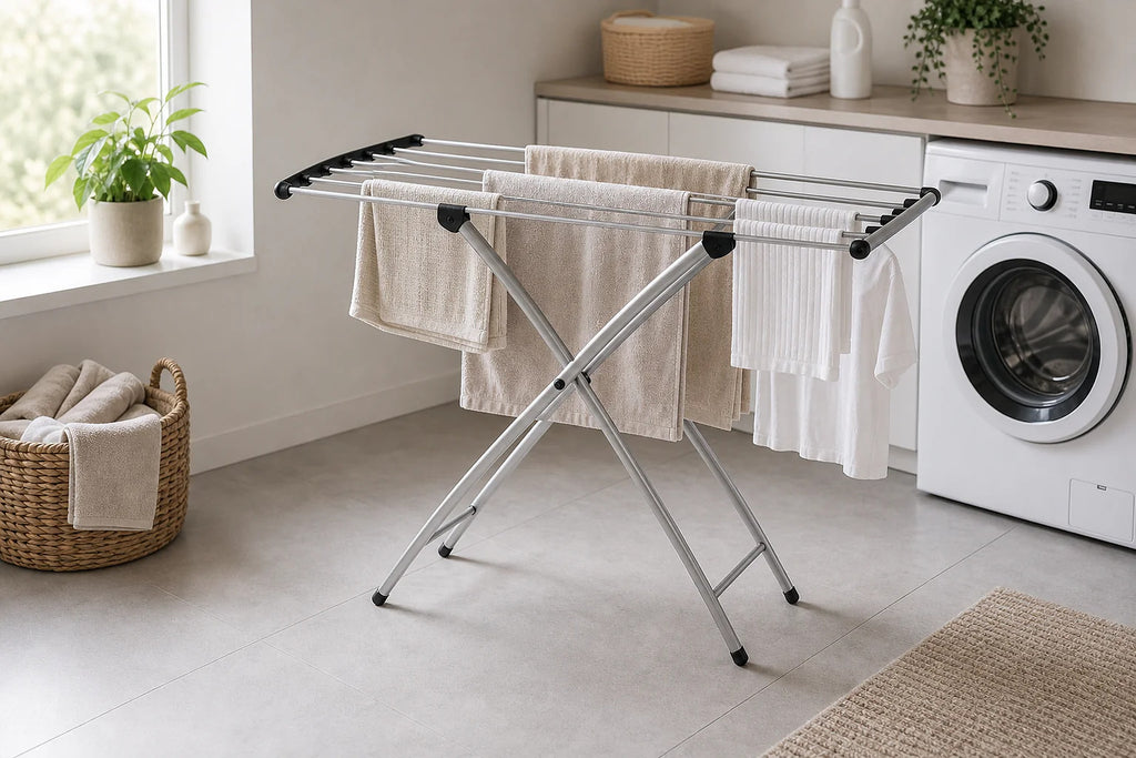 Cozy Haven White Accordion Foldable Drying Rack organized storage view 2