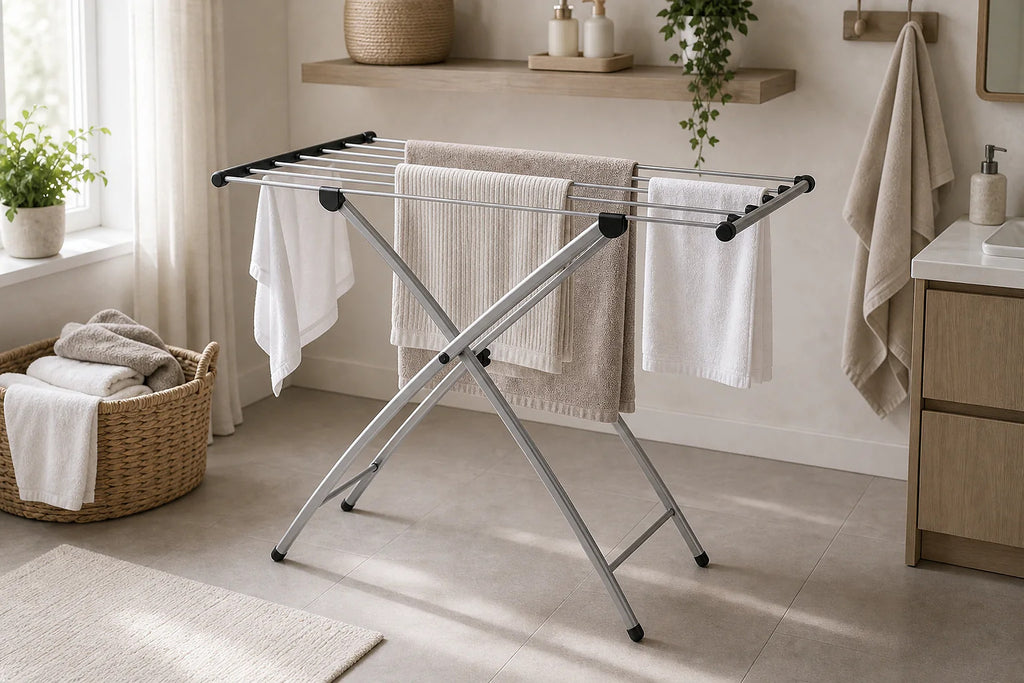 Cozy Haven White Accordion Foldable Drying Rack organized storage view 3