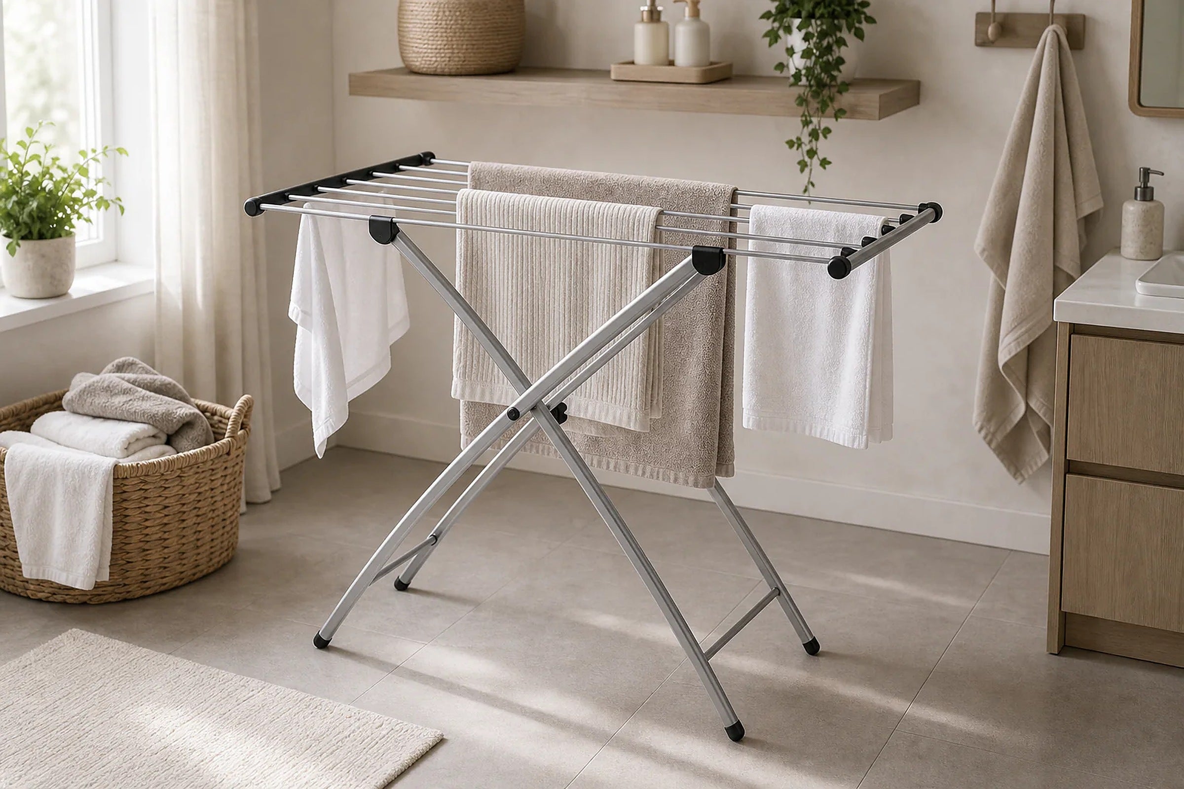 Cozy Haven White Accordion Foldable Drying Rack organized storage view 3