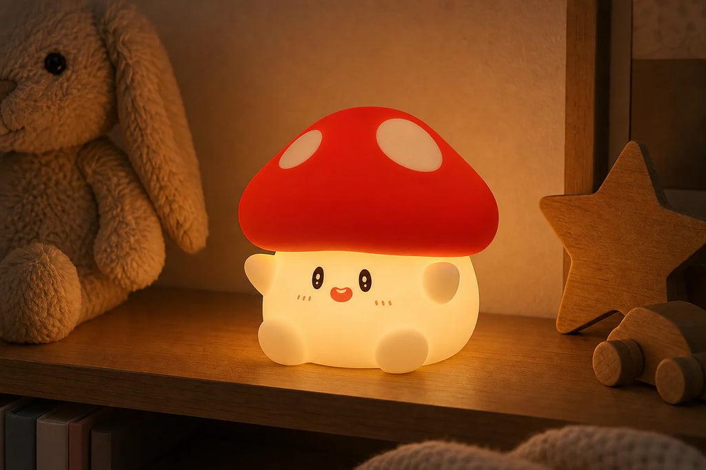 Cozy Haven Nursery Silicone Night Light Collection lifestyle image 3 for Mushroom