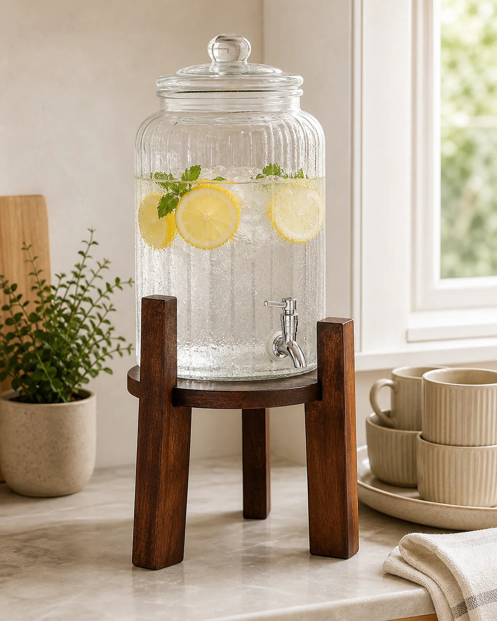 Cozy Haven Wood Drink Dispenser Stand lifestyle image 4
