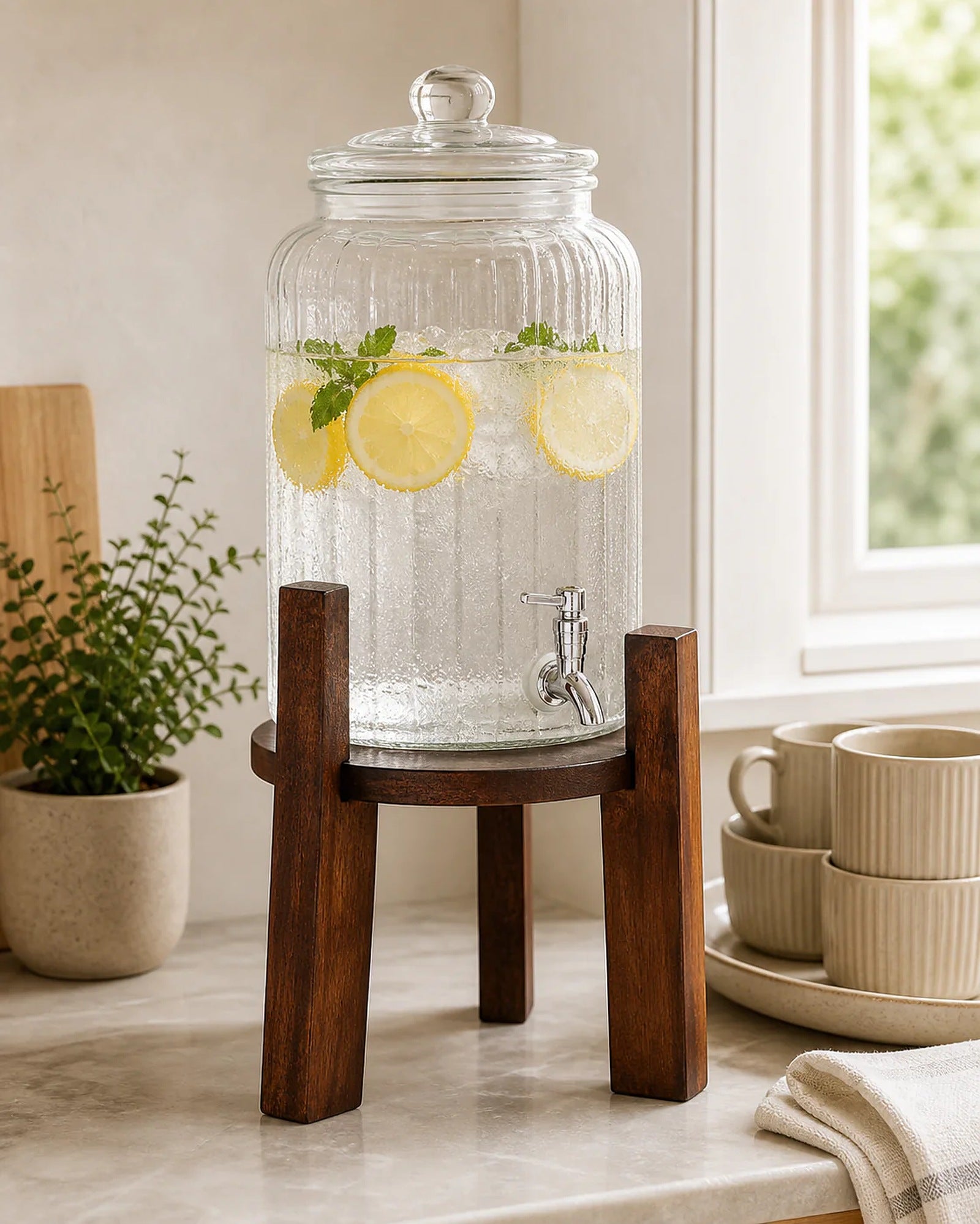 Cozy Haven Wood Drink Dispenser Stand lifestyle image 4